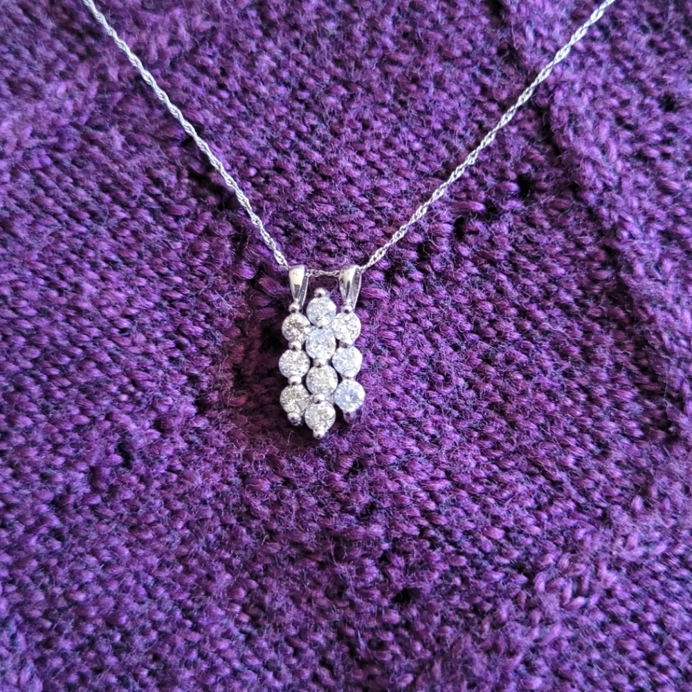 SOLD   1 Carat diamond and platinum necklace